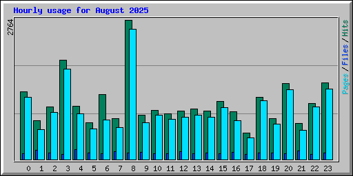 Hourly usage for August 2025